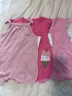 Carter's Pink Summer Baby Romper Bundle